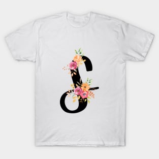 Letter S With Watercolor Floral Wreath T-Shirt